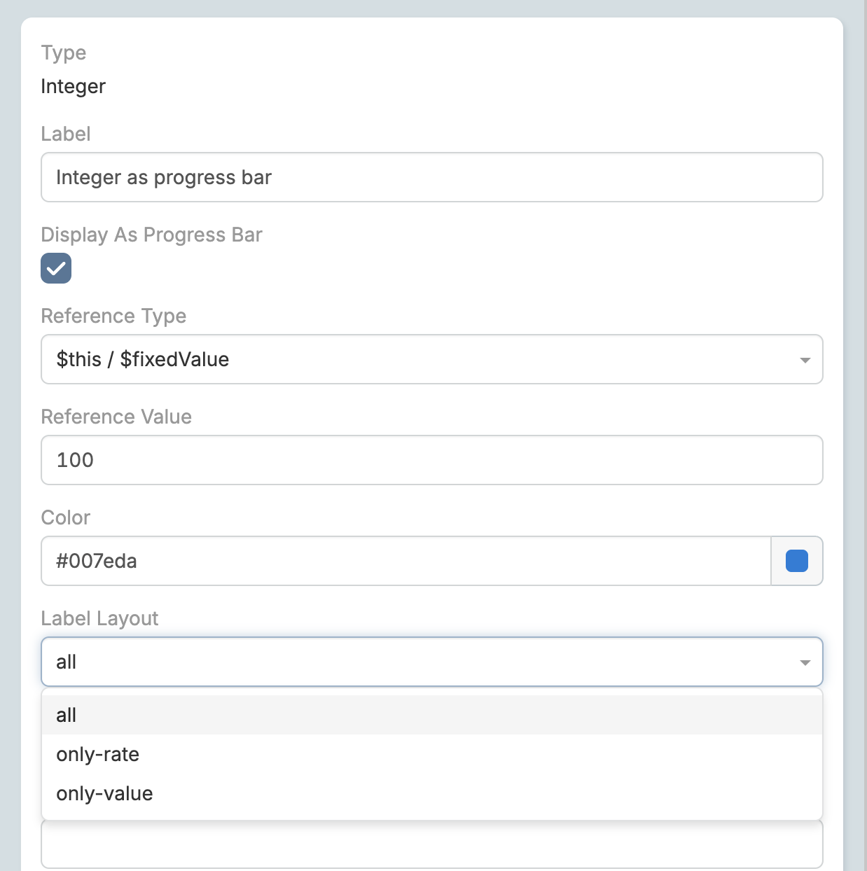 Progress Bar Configuration